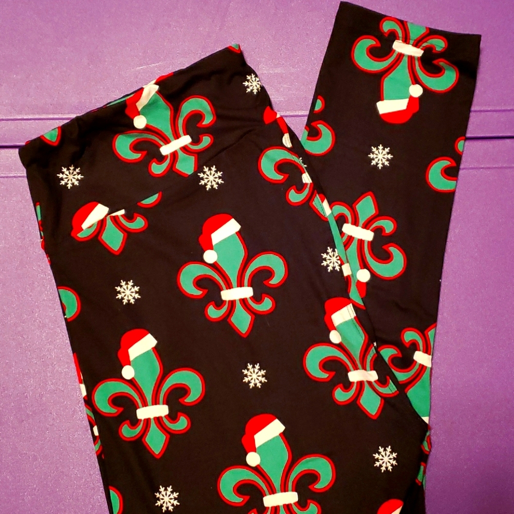 Christmas Fleur-de-lis leggings